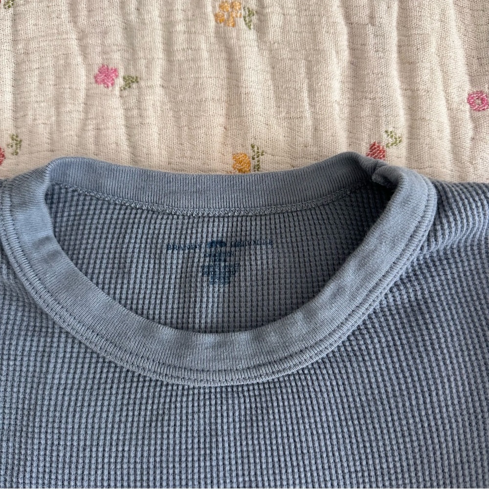 Brandy Melville Blue Waffle Knit Long Sleeve Top - Picture 2 of 2